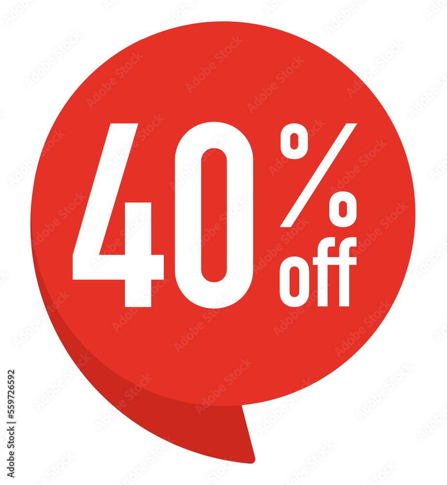 40 percent off. Colorful red speech bubble with quote. Blog management, blogging and writing for website. Concept poster for social networks, advertising, banner 40 percent off. Colorful red speech bubble with quote. Blog management, blogging and writing for website. Concept poster for social networks, advertising, banner