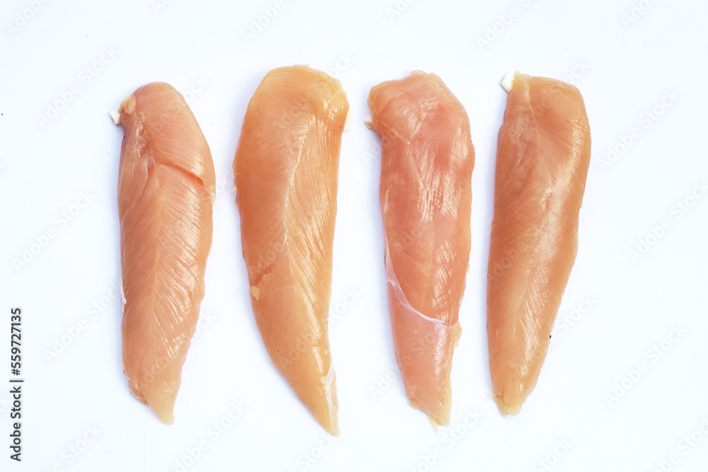 Raw chicken tenders on white background. Raw chicken tenders on white background.