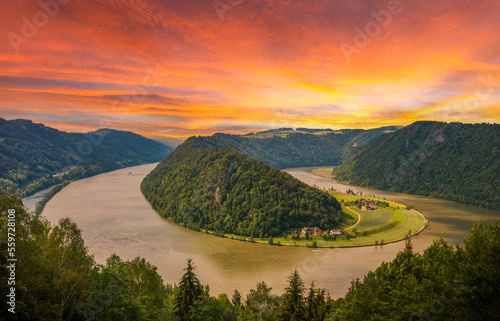 View to the danube river from viewpoint "Schloegener Blick" near Schloegen, Upper Austria. © Sergey Fedoskin
