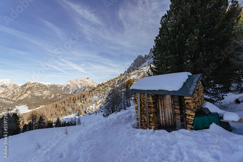 Winter postcard around Tre Cime di Lavaredo park in winter, Italy © Alessandro Persiani