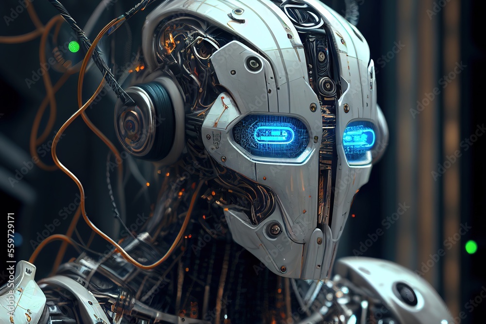 Fototapeta premium Robotic android, photorealistic illustration. Generative art