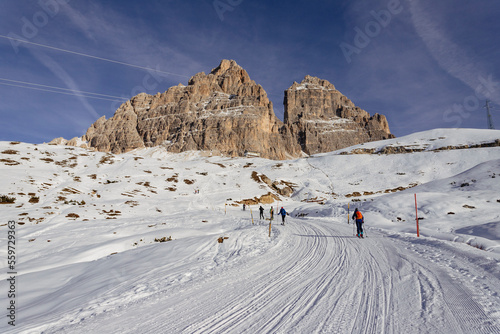 Road to Auronzo Hut in the Dolomites, Italy