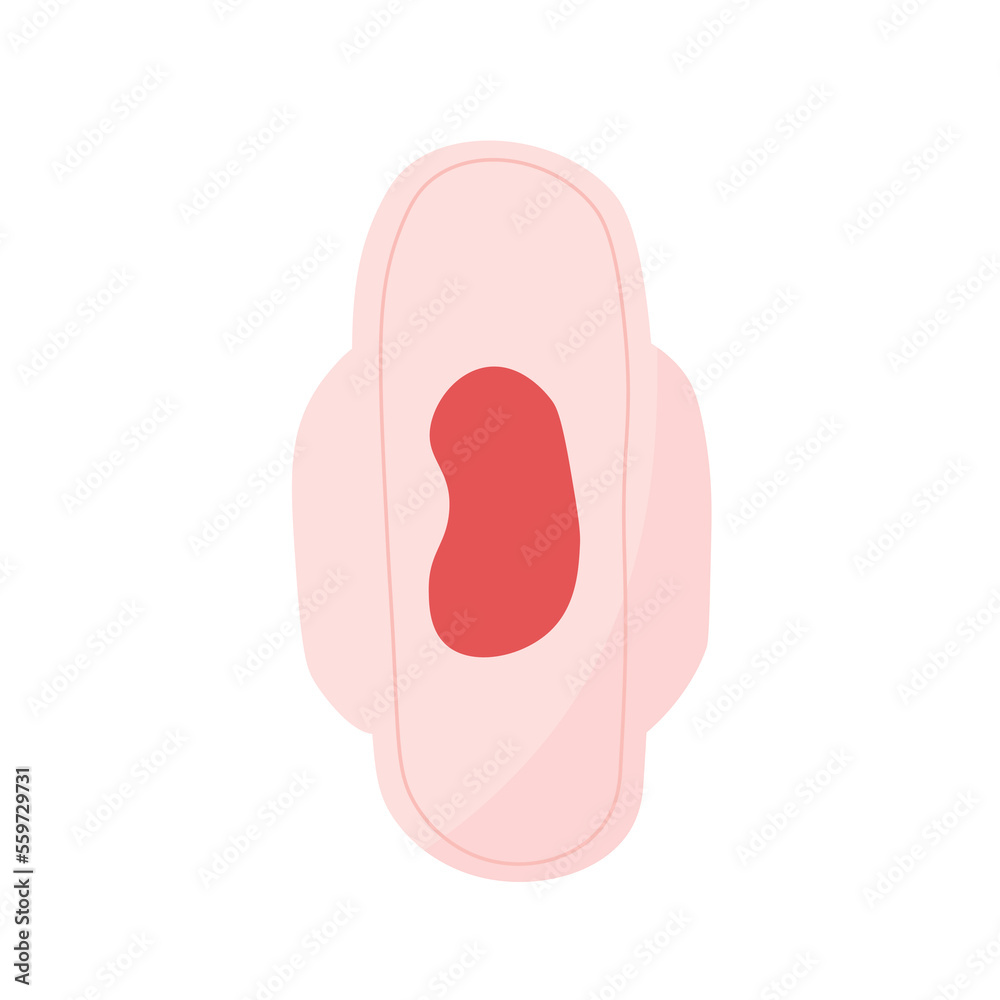 Isolated illustration of medical menstrual pad in pink color with blood. Isolated illustration of medical menstrual pad in pink color with blood.
