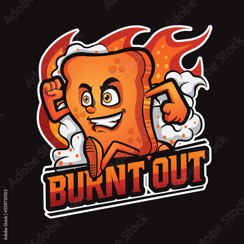 Toast Bread Mascot Design. Burnt Out White Bread Sandwich. Sandwich Logo Design