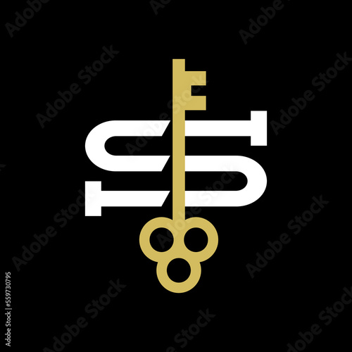 letter S and a key with elegant classic style. real estate company logo vector template.