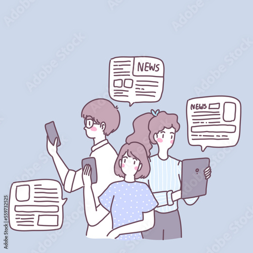 People use smartphones to receive news in their daily life.