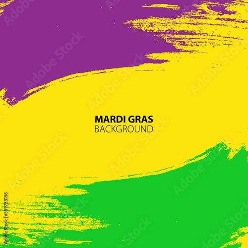 Fotografia Mardi Gras background with green and yellow brush strokes