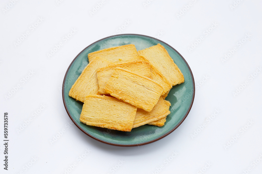 Cheese crispies on white background. Cheese crispies on white background.