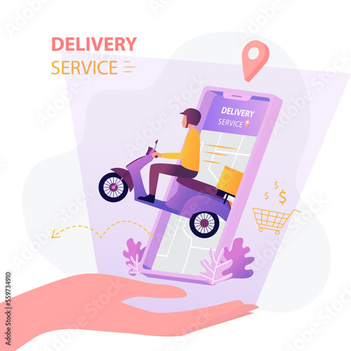 Staff deliver goods by motorbike to customers who order.