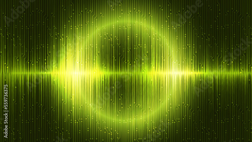 Light Green Sound Wave on Black Background,technology and earthquake wave diagram concept,design for music studio and science,Vector Illustration.