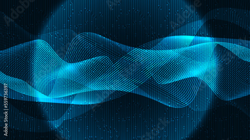 Dark Blue Digital Sound Wave Background,technology and earthquake wave diagram concept,design for music studio and science,Vector Illustration.