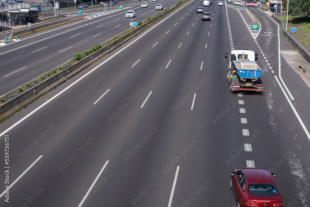highway with midday traffic. Tenerife, Canary Islands, Spain highway with midday traffic. Tenerife, Canary Islands, Spain