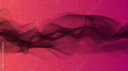 Black Line Sound Wave on Pink Background,technology and earthquake wave diagram concept,design for music studio and science,Vector Illustration.