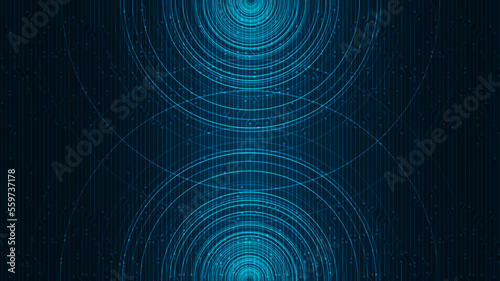 Twin Circle Blue Digital Sound Wave,technology and earthquake wave concept,design for music industry,Vector,Illustration.