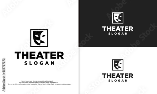 logo illustration vector graphic of theater mask.