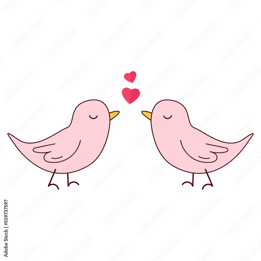 Birds Valentines Illustration