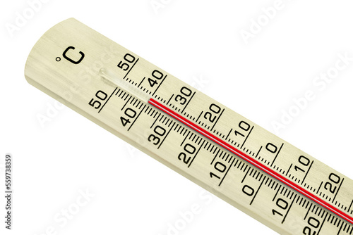 Tableau sur toile Thermometer aus Holz und Temperatur 40 Grad Celsius  Hintergrund transparent PNG