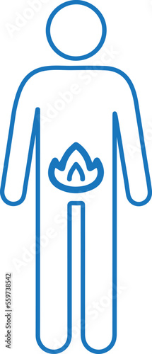 Body human with metabolic circulation icon, digestion icon blue vector