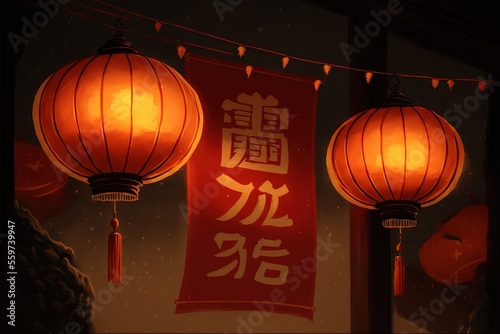 chinese new year lanterns, made with Generative AI technology