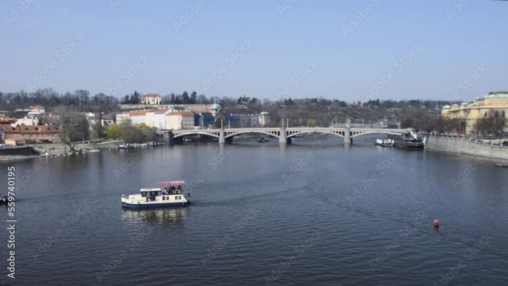 A beautiful view of the river in Prague A beautiful view of the river in Prague