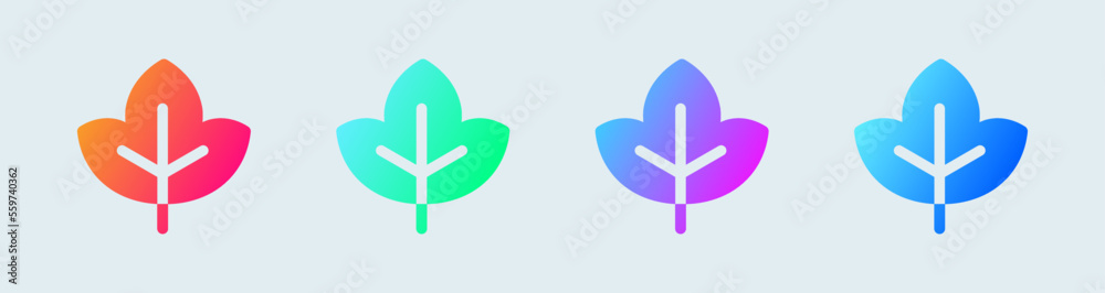 Maple solid icon in gradient colors. Leaf signs vector illustration. Maple solid icon in gradient colors. Leaf signs vector illustration.