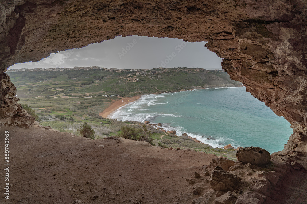 Tal Mixta cave in Gozo. 