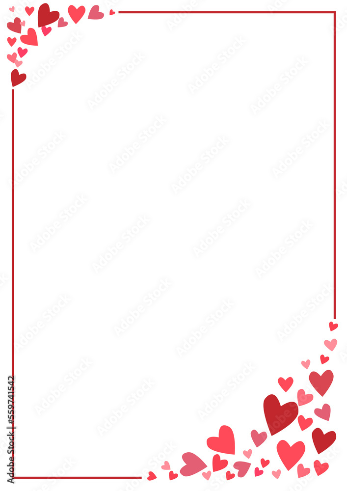 frame with hearts in vertical format to celebrate Valentine's Day - obrazy, fototapety, plakaty 