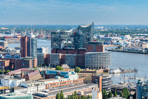 views from the top of the bell tower of St. Michael s Church  Hamburg  Germany