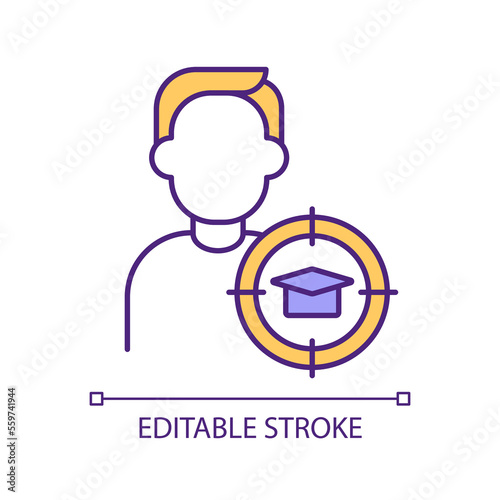 Personalized educational program RGB color icon. Customize learning plan. Modern college education. Training and courses. Isolated vector illustration. Simple filled line drawing. Editable stroke