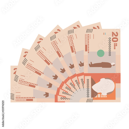 Colombian Peso Vector Illustration. Colombia, Venezuela money set bundle banknotes. Paper money 20 COP. Flat style. Isolated on white background. Simple minimal design.