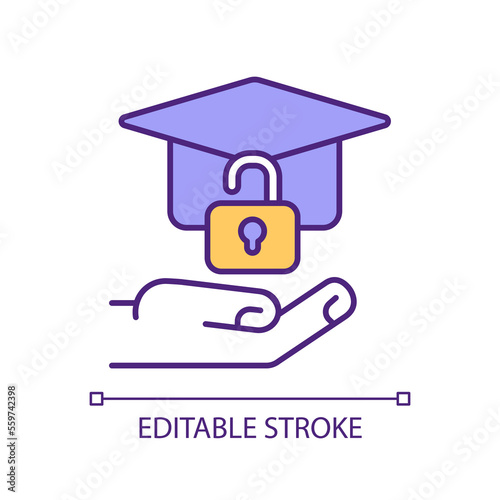 Student account security RGB color icon. Personal information protection. High school platform. Learning management system. Isolated vector illustration. Simple filled line drawing. Editable stroke