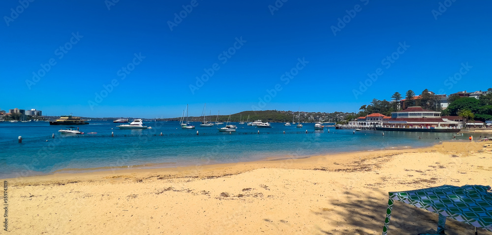 Panoramic  View Manly Beach Sydney NSW Australia. beautiful blue turquoise waters, great for swimming 