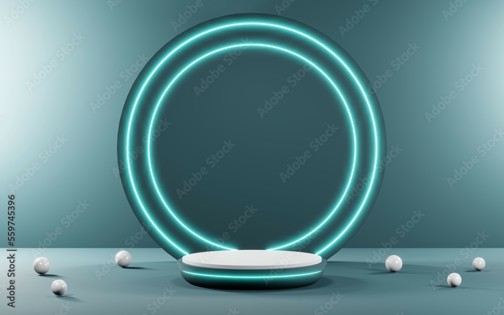 3D render of pastel template soft blue minimal background for show products