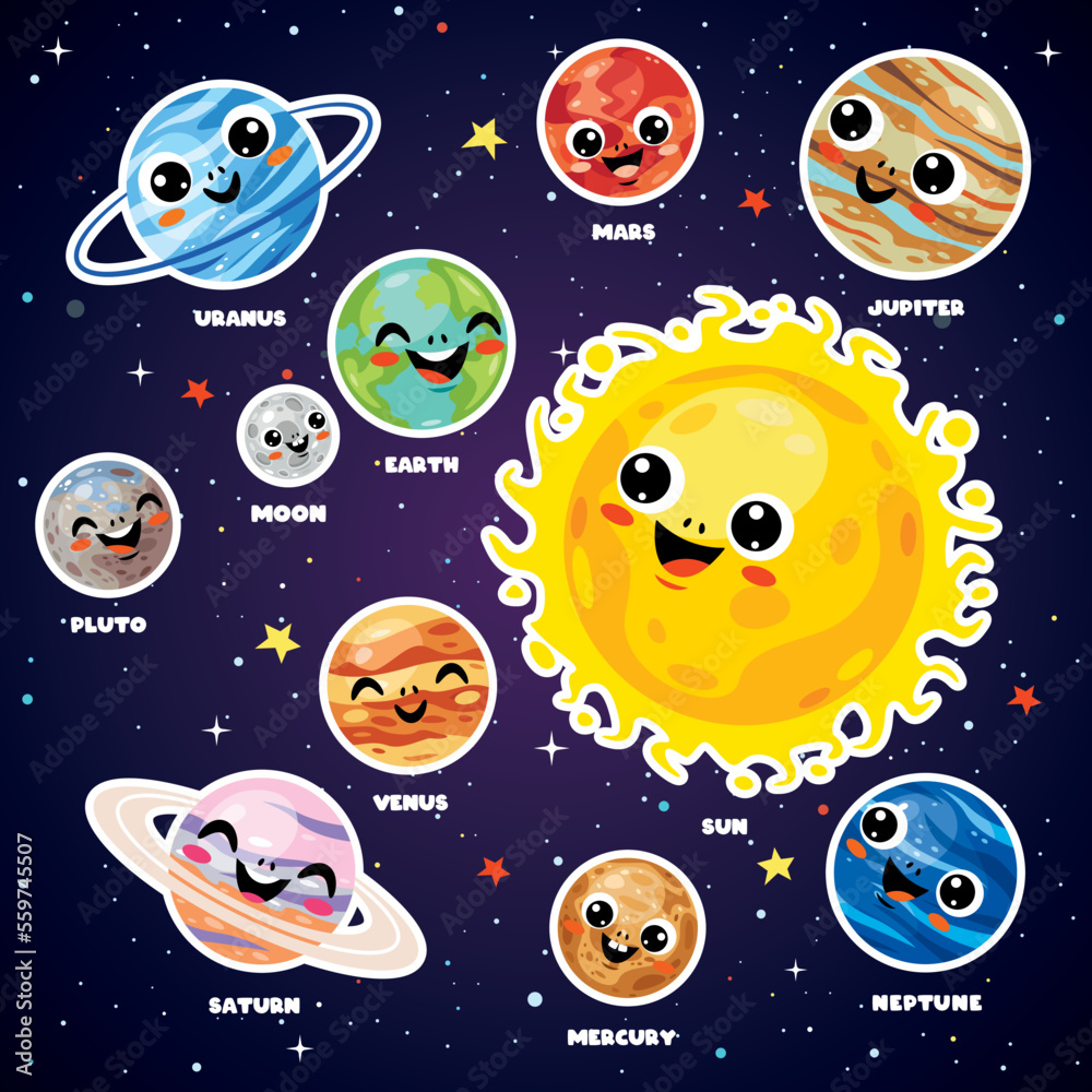 Hand Drawn Colorful Space Elements