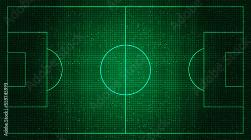 Green Football field on Digital Technology Background vector.