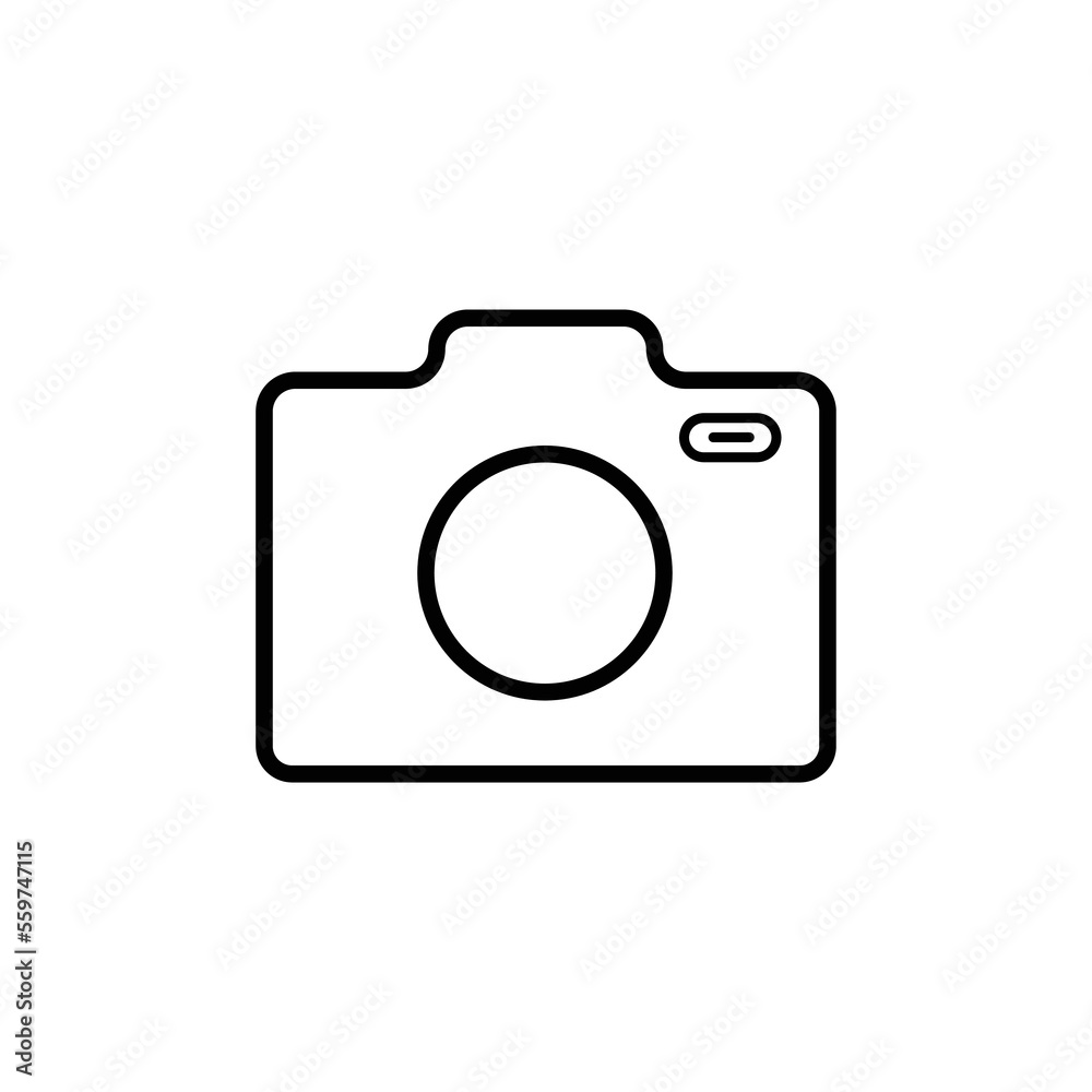 Photo camera icon vector illustration. Linear symbol with a thin line. The thickness is edited. Minimalist style. Exclusive quality execution in material design. The line thickness is 20 px Photo camera icon vector illustration. Linear symbol with a thin line. The thickness is edited. Minimalist style. Exclusive quality execution in material design. The line thickness is 20 px