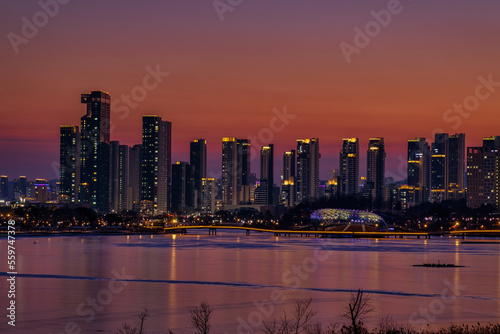 Fotografie Nightscape of Sejong City, South Korea