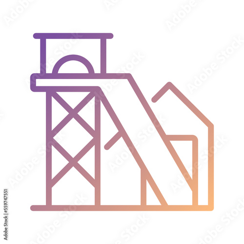 Coal mine pixel perfect gradient linear vector icon. Lode of fossil fuel in earth. Extraction of rock and ore. Thin line color symbol. Modern style pictogram. Vector isolated outline drawing