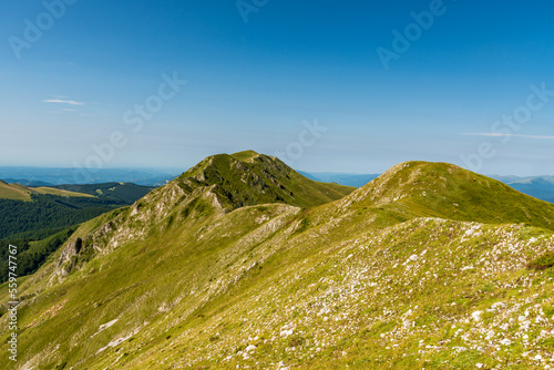 Amazing Oslea mountain ridge in Valcan mountains in Romania