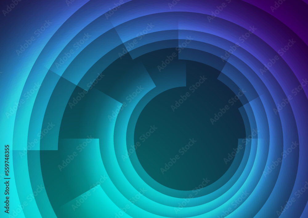 Blue violet glowing tech abstract concept round swirl background. Vector design - obrazy, fototapety, plakaty 