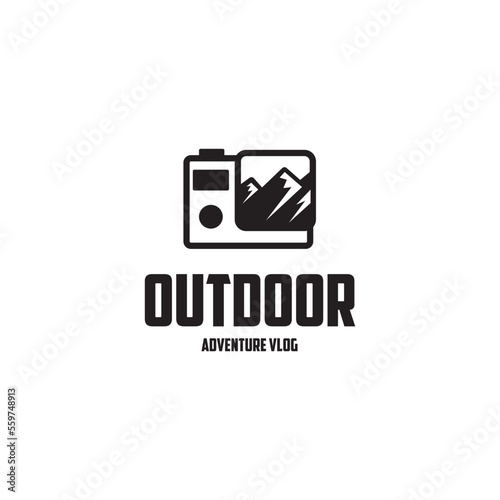 Action camera logo. Camera for active sports