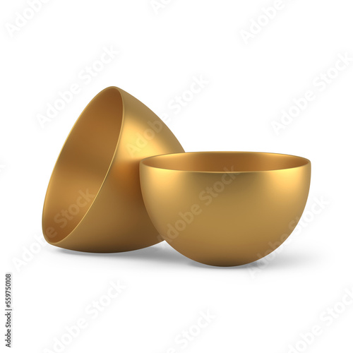 Easter egg golden box two halves eggshell container for present surprise 3d icon realistic illustration