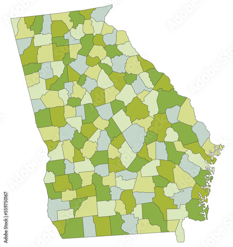 Highly detailed editable political map with separated layers. Georgia.