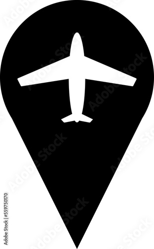 Airplane and location simple vector icon