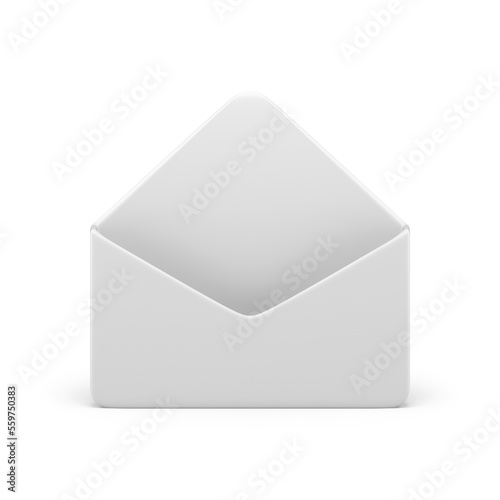 White open envelope incoming cyberspace information message 3d icon realistic illustration