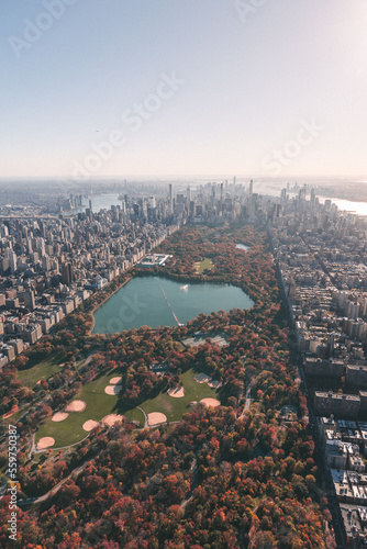 aerial view of the central park in new york