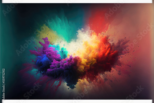 abstract colorful paint explosion background  generative ai