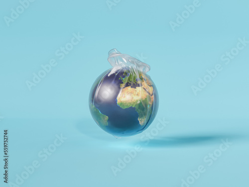 Planet earth in plastic bag