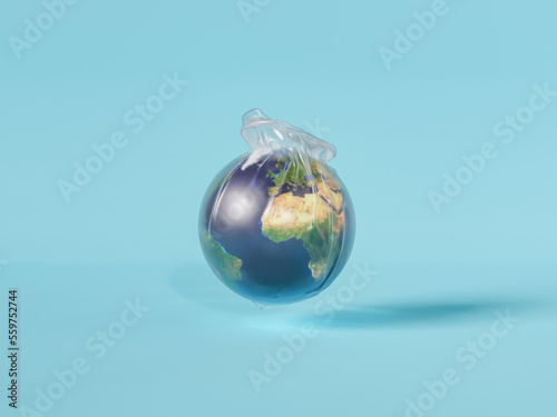 Fototapeta Naklejka Na Ścianę i Meble -  Planet earth in plastic bag
