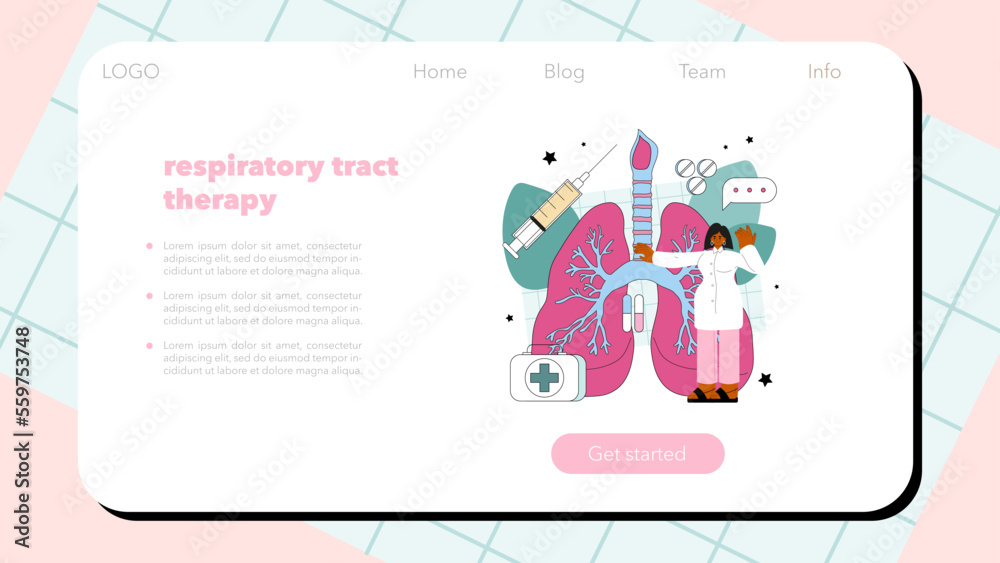 Pulmonologist web banner or landing page. Pulmonary system Pulmonologist web banner or landing page. Pulmonary system